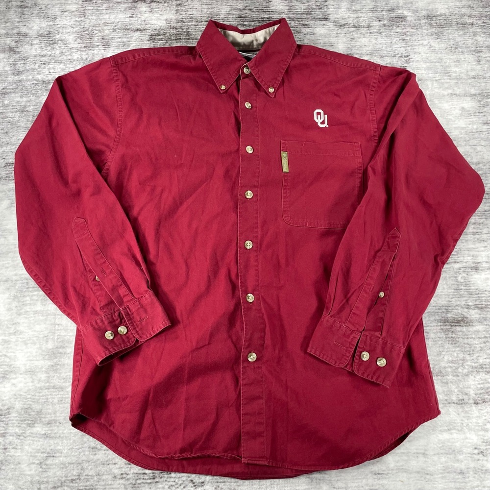 Columbia Mens Oklahoma Sooners OU Crimson Long Sleeve Button Down Shirt Small